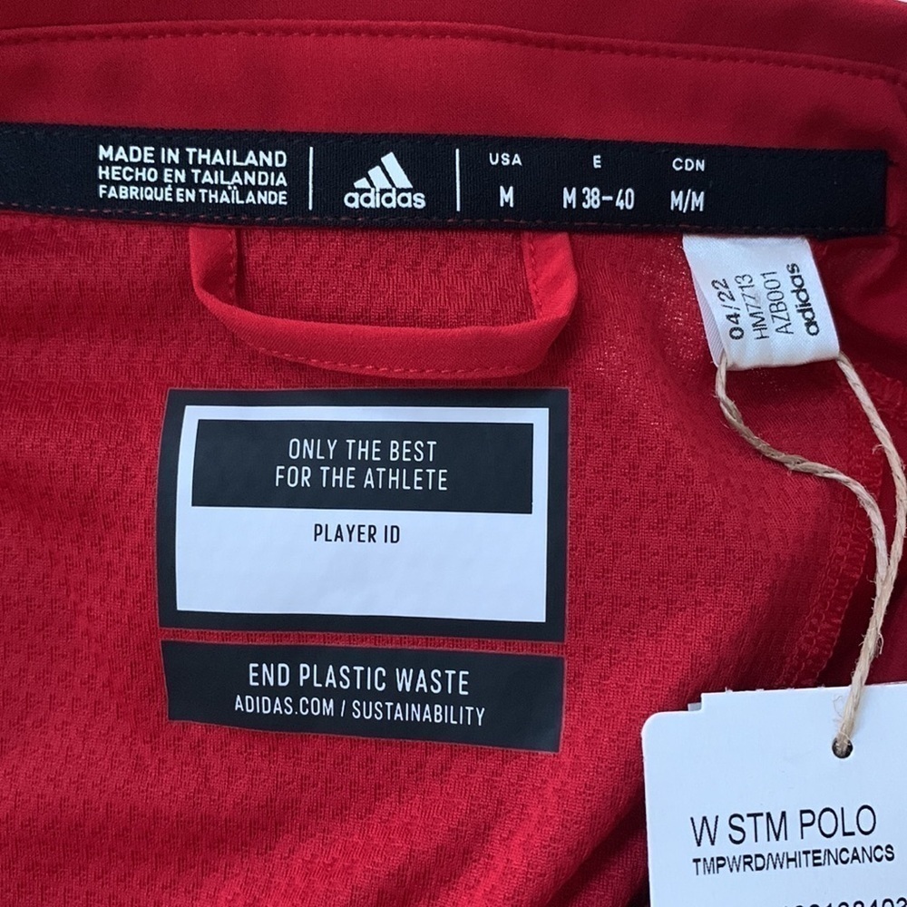 New Adidas Red NC State Collegiate License Short Sleeve Polo Top Shirt Women M - Picture 5 of 7